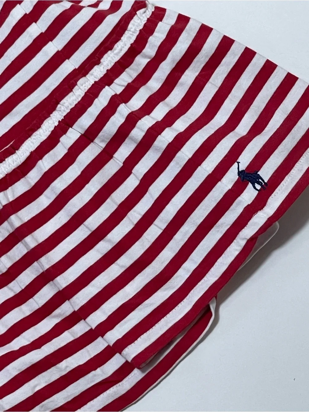 Polo by Ralph Lauren Girls Red & White Striped Ruffle Strap Tiered Dress Size L